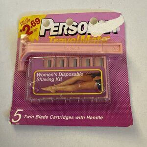 Vintage Personna Travel Mate Disposable Shaving Kit Razor 5 Blades C1